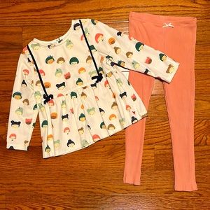 Pink chicken girls set top size 6 - bottoms size 5